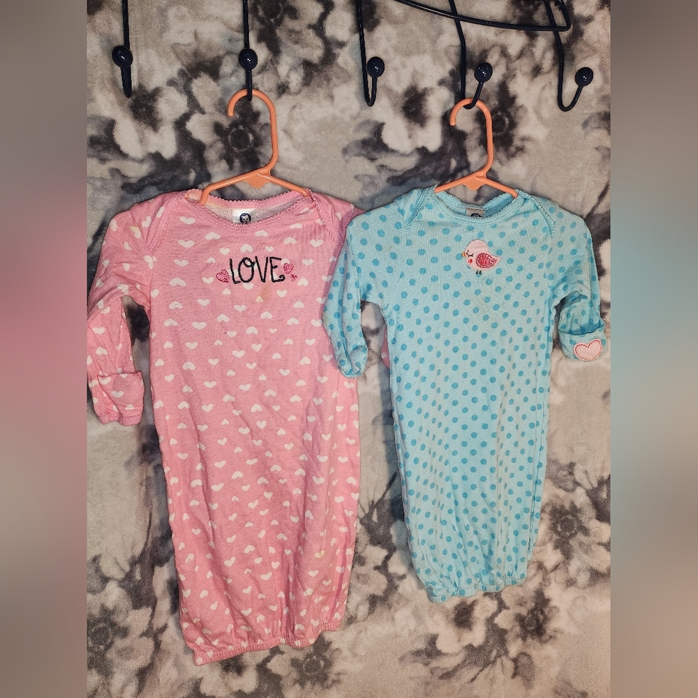 0-3M 2 PC Set Sleeper Gown Pajamas PJs Sleepwear Sleepsuit $5
